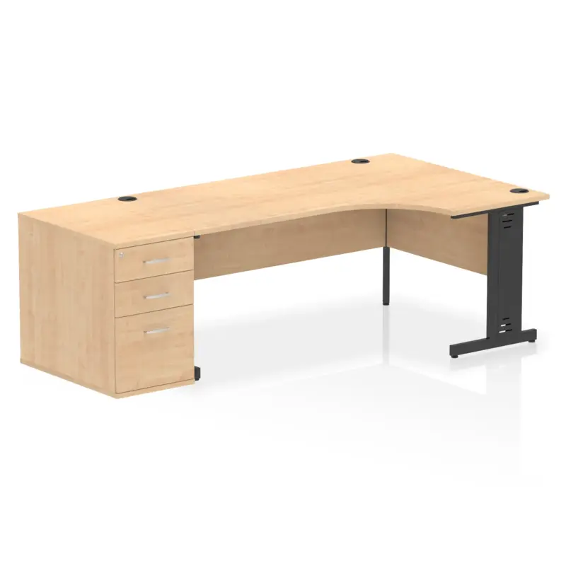 Impulse 1800mm Cable Managed Right Crescent Desk Workstation - MD ...